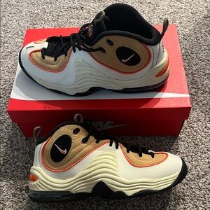 Nike Air Penney II Black, Orange & Tan Mid Top With Box